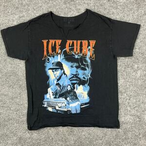 Ice Cube Graphic T-Shirt Womens Size‎ L Black Distressed Rap Hip Hop Music Tee